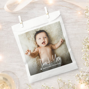 Modern Custom Baby Photo Thank You Favour Bags