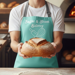 Modern Custom Bakery Aqua Blue Name Chef / Staff Apron