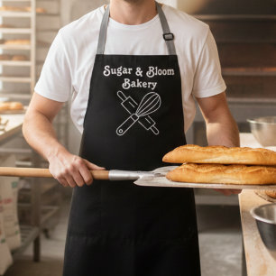 Modern Custom Bakery black Name Chef / Staff Apron