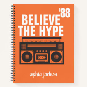 Modern Custom Believe The Hype Name Black White Notebook
