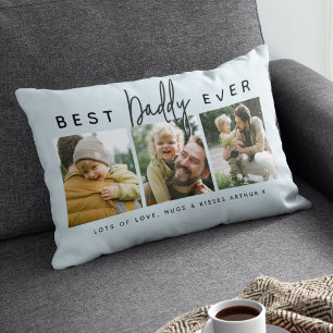 Modern Custom Best Daddy Ever   3 Photo Lumbar Cushion