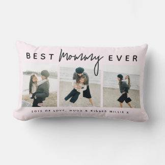 Modern Custom Best Mommy Ever | 3 Photo Lumbar Cushion