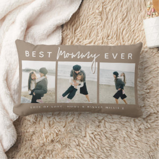 Modern Custom Best Mommy Ever | 3 Photo Lumbar Cushion