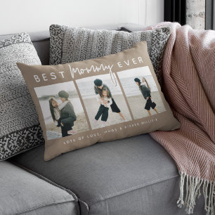 Modern Custom Best Mommy Ever   3 Photo Lumbar Cushion