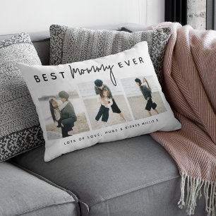 Modern Custom Best Mommy Ever   3 Photo Lumbar Cushion