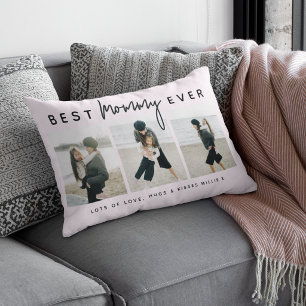 Modern Custom Best Mommy Ever   3 Photo Lumbar Cushion