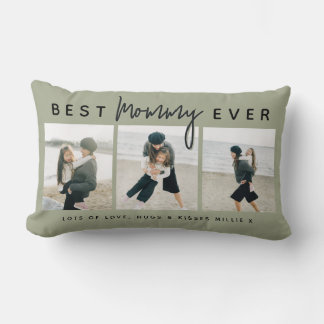 Modern Custom Best Mommy Ever | 3 Photo Lumbar Cushion