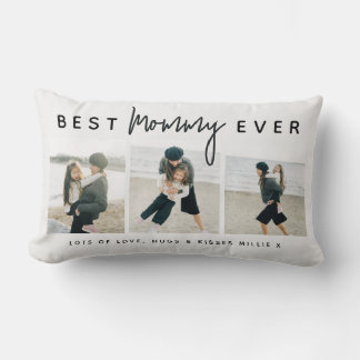 Modern Custom Best Mommy Ever | 3 Photo Lumbar Cushion