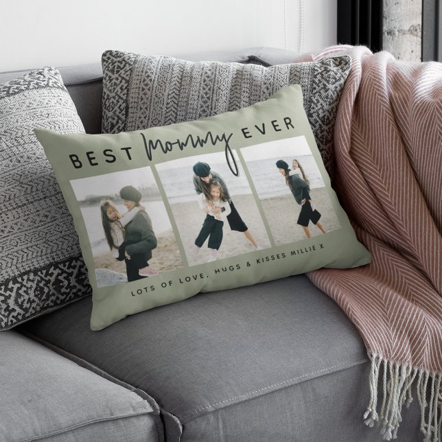 Modern Custom Best Mummy Ever | 3 Photo Lumbar Cushion (Creator Uploaded)
