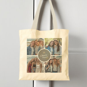 Modern Custom Besties Photo Collage Elegant Chic Tote Bag