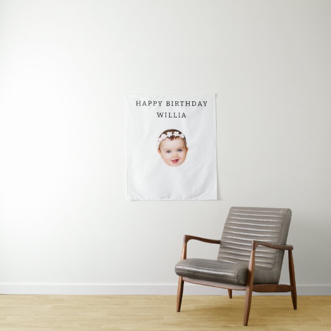 Modern Custom Birthday Personalised Party Tapestry (In Situ)