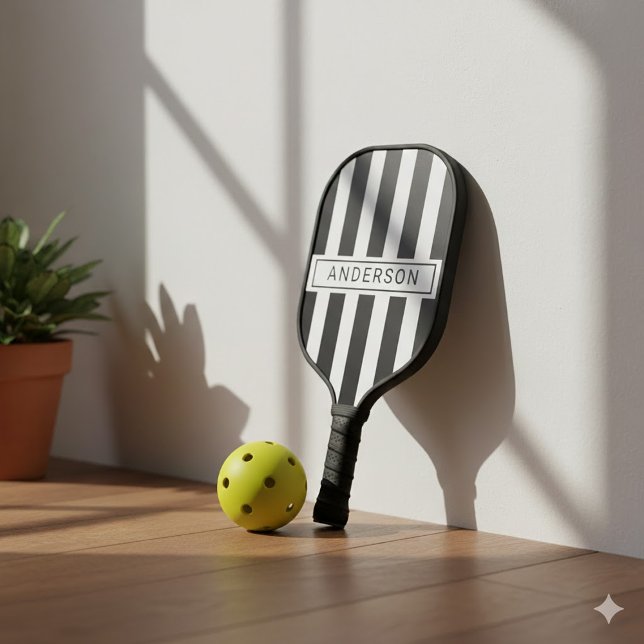 Modern Custom Black Stripe Personalized Pickleball Paddle (Modern Custom Black Stripe Personalized Pickleball Paddle)