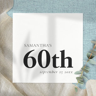 Modern Custom Black Text 60th Name Date  Napkin