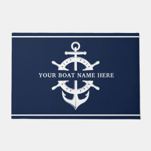 Modern Custom Boat Name Ship’s Wheel Helm Anchor Doormat