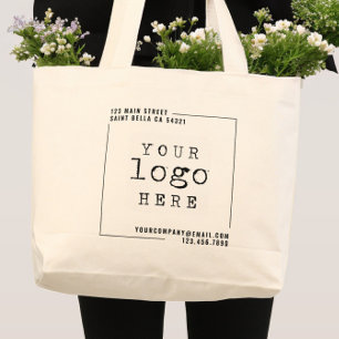 Modern Custom Business Company Logo Large Tote Bag