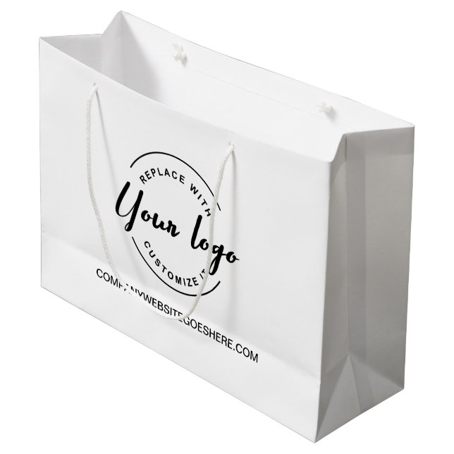 Modern Custom Business Company website Your Logo  Large Gift Bag (Front Angled)