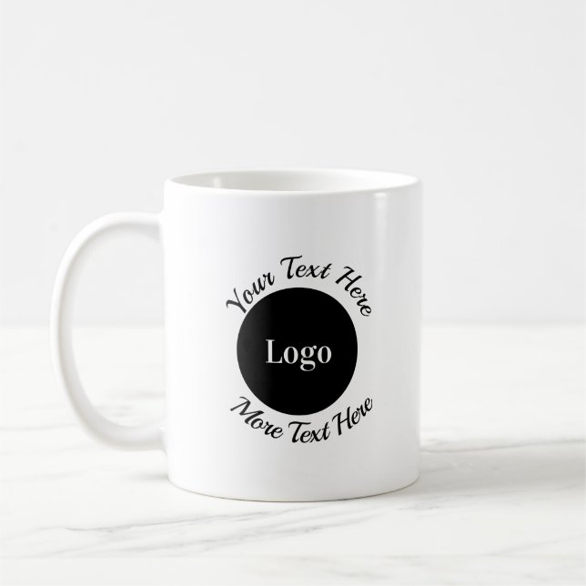 Modern Custom Business Logo and Personalised Text  Coffee Mug (Left)