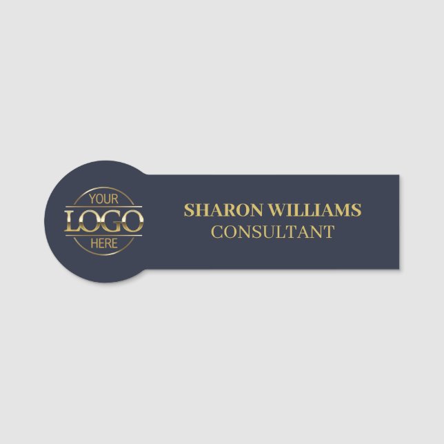 Modern Custom Business Logo Magnetic Employee Name Tag (Front)