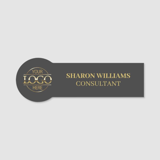 Modern Custom Business Logo Magnetic Employee Name Tag (Front)