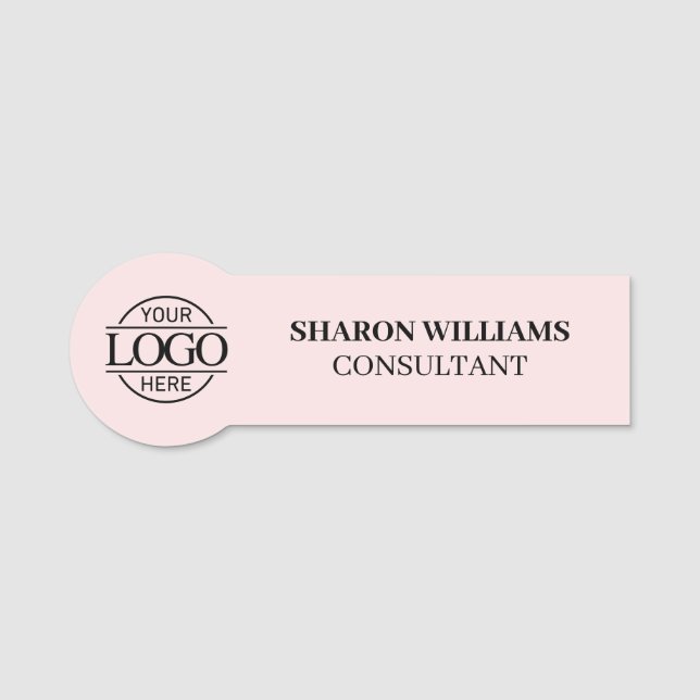 Modern Custom Business Logo Magnetic Employee Name Tag (Front)