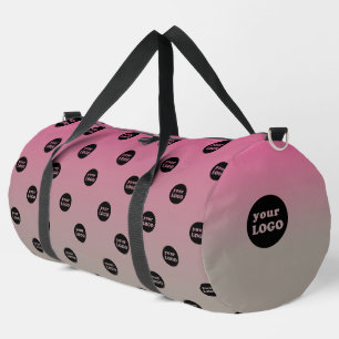 Modern Custom Business Logo Pattern Ombre Pink Duffle Bag