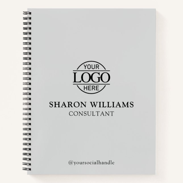 Modern Custom Business Logo Professional Branded Notebook (Front)