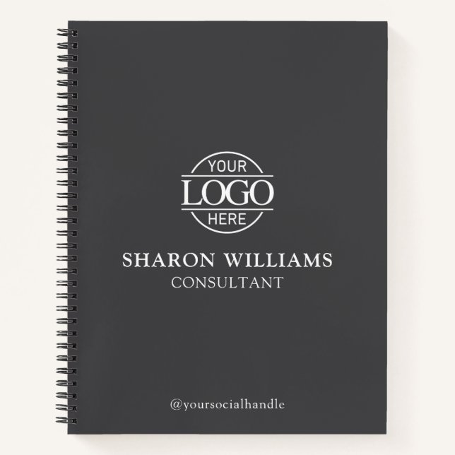 Modern Custom Business Logo Professional Branded Notebook (Front)