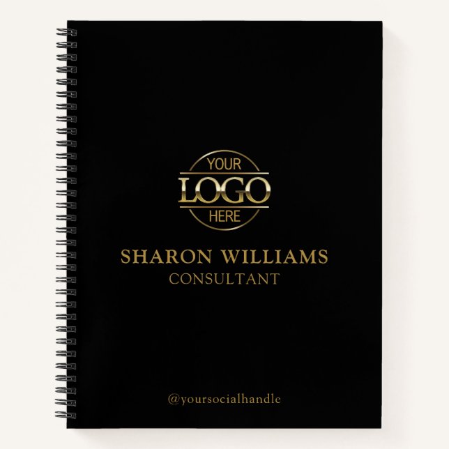 Modern Custom Business Logo Professional Branded Notebook (Front)