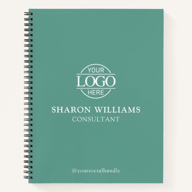 Modern Custom Business Logo Professional Branded Notebook (Front)