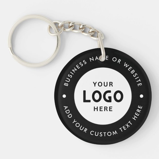 Modern Custom Business Name and Logo  Key Ring (Front)