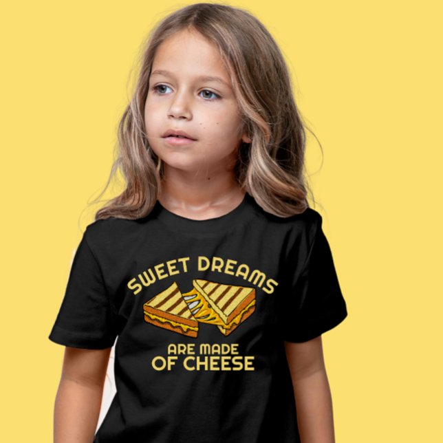 Modern Custom Cheese Bread Yellow Text T-Shirt (Modern custom text cheese lover t-shirt )