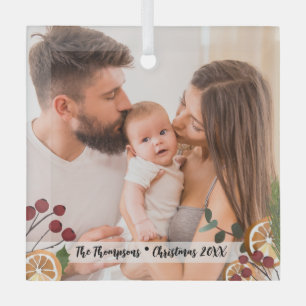 Modern Custom Christmas family photo Foliage Glass Tree Decoration