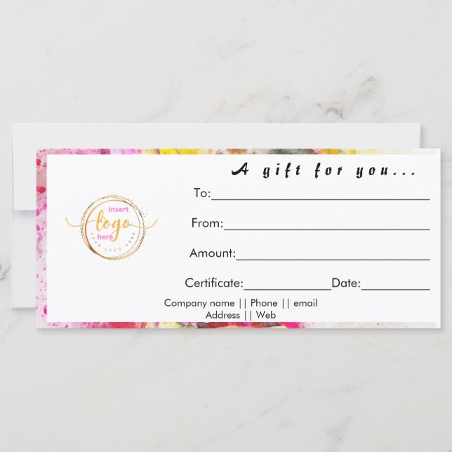 Modern Custom Classic Corporate Gift Certificate (Front)