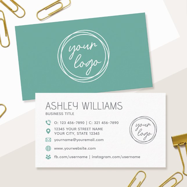 Modern Custom Color Logo Professional Green Business Card (Creator Uploaded)