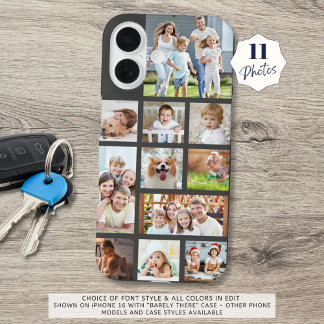 Modern Custom Colour 11 Photo Collage iPhone 16 Case