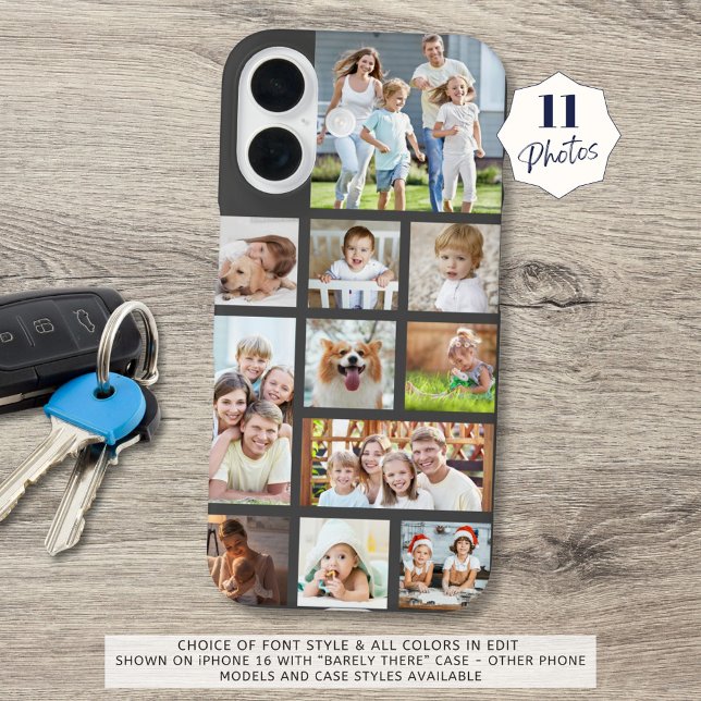 Modern Custom Colour 11 Photo Collage Case-Mate iPhone Case (Creator Uploaded)