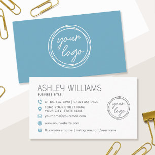 Modern Custom Colour Logo Professional Elegant Blu Business Card