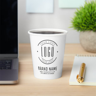 Modern custom company logo business branded paper cups