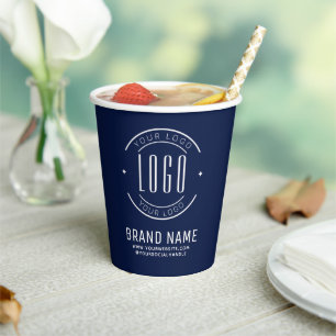 Modern custom company logo business branded paper cups