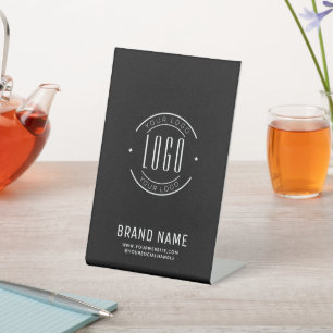 Modern custom company logo business branded pedestal sign