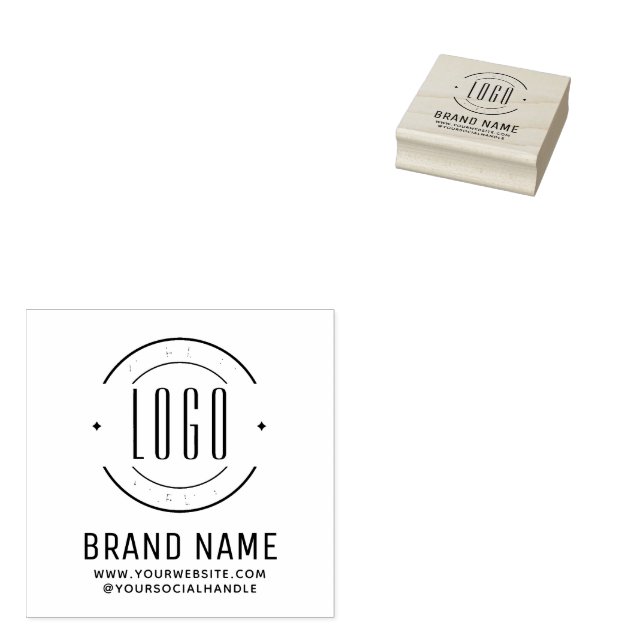 Modern custom company logo business branded rubber stamp (Stamped)