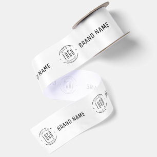 Modern custom company logo business branded satin ribbon