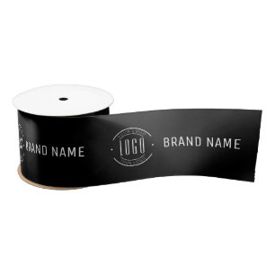 Modern custom company logo business branded satin ribbon