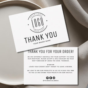 Modern custom company logo business branded thank you card