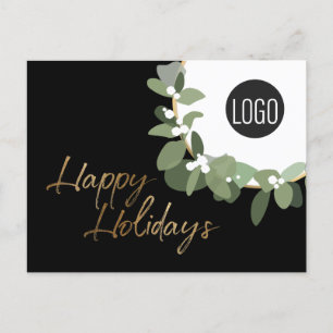 Modern Custom company logo QR code Happy Holidays Holiday Postcard