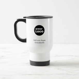 Modern Custom Company Logo Slogan White Travel Mug