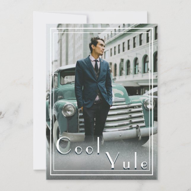 Modern Custom Cool Yule Christmas Photo Holiday Card (Front)