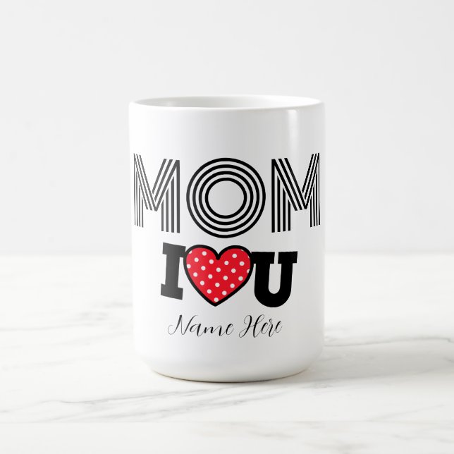 Modern Custom Cute Mum Red Heart Coffee Mug (Center)