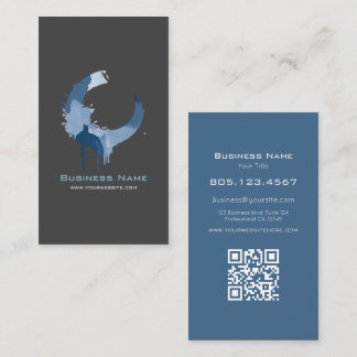 Modern Custom Dark Grey & Blue Abstract Swirl Business Card