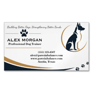 Modern Custom Dog Trainer With Logo Magnetic Business Card